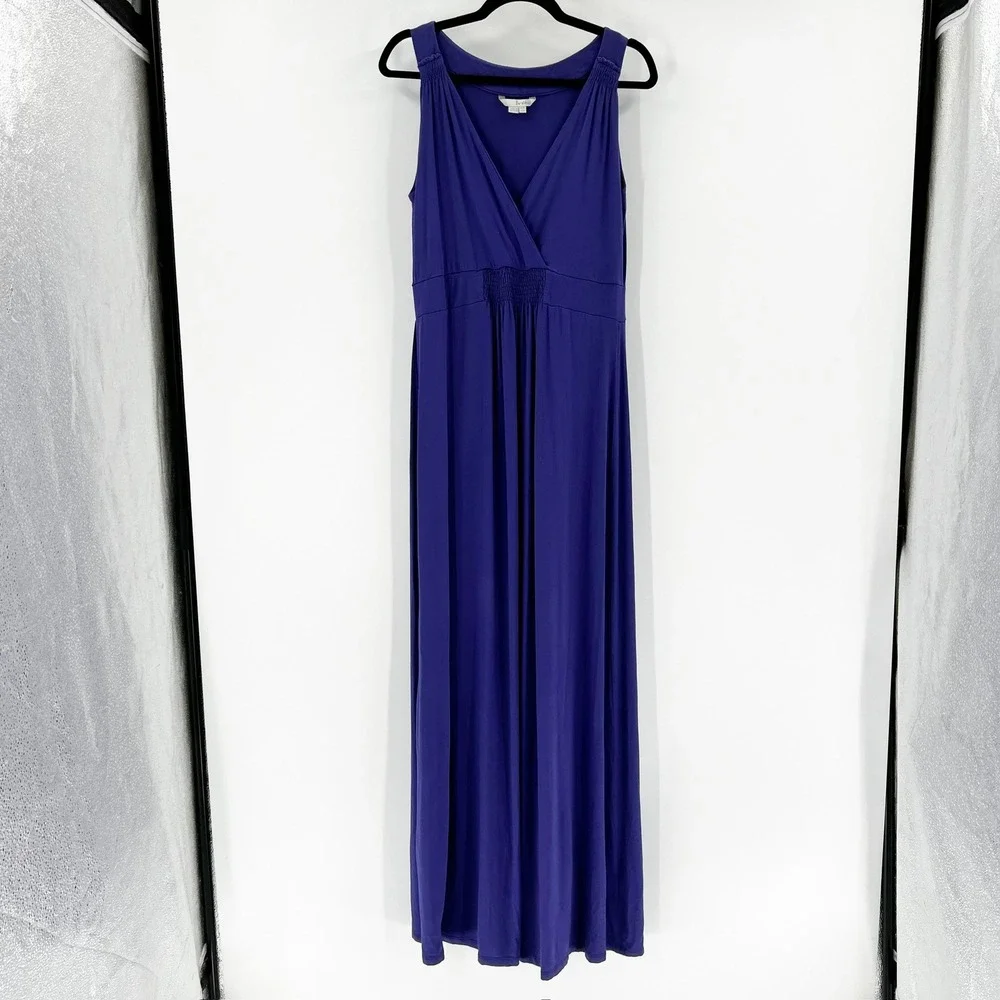 Boden Maxi Dress Womens 12L Purple Excellent Sleeveless V-Neck‎ Jersey Empire